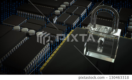 The Key on PCB board for IT security concept 3d Rendering. The Key on PCB board for IT security concept 3d Rendering. 130463318