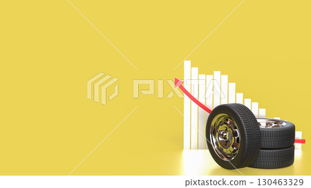 The Tire for Auto mobile or garage concept 3d Rendering. The Tire for Auto mobile or garage concept 3d Rendering. 130463329