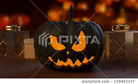 The Black Pumpkin for Halloween orHoliday concept 3d Rendering. 130463337