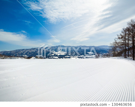 滑雪場早上的無人整理雪道(長野縣飯山市戶漾溫泉) 滑雪場早上的無人整理雪道(長野縣飯山市戶漾溫泉) 130463656