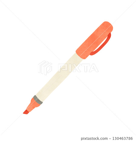 Orange marker watercolor-style hand-drawn illustration 130463786