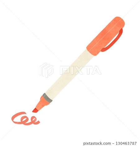 Orange marker and test writing watercolor-style hand-drawn illustration 130463787