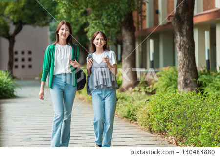 Female university student campus school life Female university student campus school life 130463880