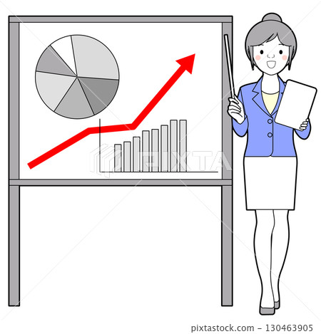 Woman explaining in front of the whiteboard Woman explaining in front of the whiteboard 130463905