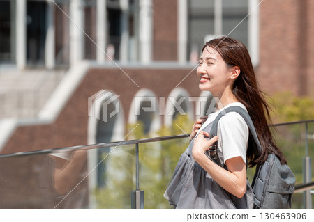 Female college student campus life university Female college student campus life university 130463906