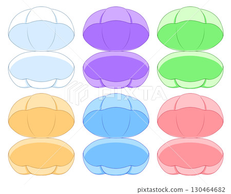 彩色開放貝殼的插圖 130464682