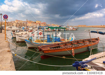 Boats at the harbor of Chania, Crete, Greece 130465419