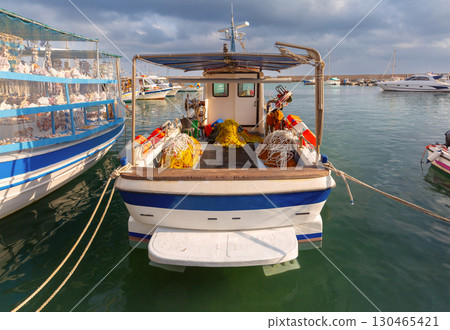 Boats at the harbor of Chania, Crete, Greece 130465421