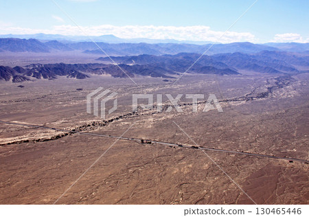 Pan-American Highway seen from above Nazca, Peru, South America 130465446