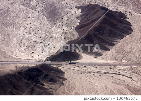 Pan-American Highway seen from above Nazca, Peru, South America Pan-American Highway seen from above Nazca, Peru, South America 130465575