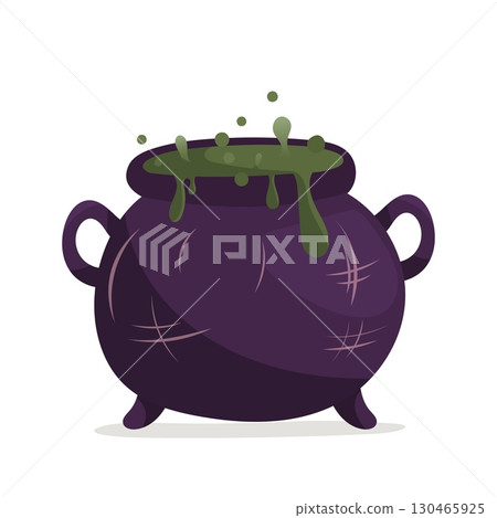 Purple witch cauldron with green potion Purple witch cauldron with green potion 130465925