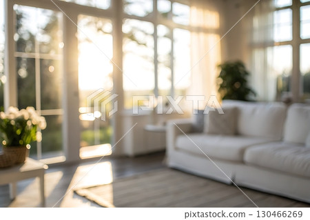 Bright and Airy Living Room with Soft Furnishings and Natural Light Streaming Through Windows Bright and Airy Living Room with Soft Furnishings and Natural Light Streaming Through Windows 130466269