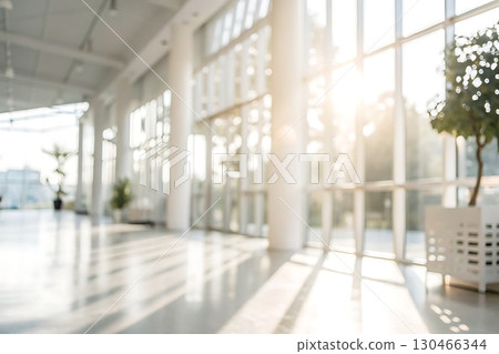 Bright and Airy Modern Interior Space with Natural Light and Blurry Background 130466344