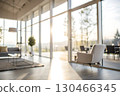Bright and Airy Modern Living Room with Large Windows and Scenic View in Soft Focus Bright and Airy Modern Living Room with Large Windows and Scenic View in Soft Focus 130466345
