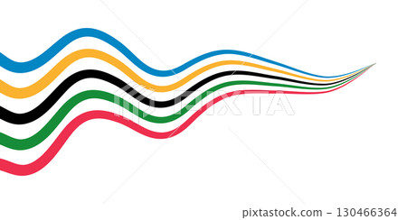Wavy stripes five continents colorful sports abstract curved rainbow colors illustration. Wavy stripes five continents colorful sports abstract curved rainbow colors illustration. 130466364