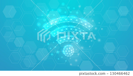 Wi-Fi low poly symbol with white connected dots. Internet zone geometric polygonal. Connection design vector illustration. 130466462