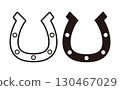 Set of 2 horseshoe marks (line drawing and coloring) 130467029