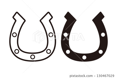 Set of 2 horseshoe marks (line drawing and coloring) Set of 2 horseshoe marks (line drawing and coloring) 130467029