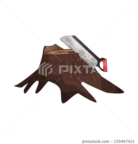 illustration of saw sawing tree stump illustration of saw sawing tree stump 130467422