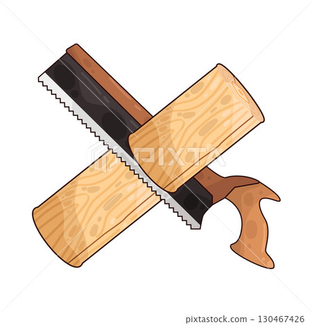 illustration of saw sawing wood illustration of saw sawing wood 130467426