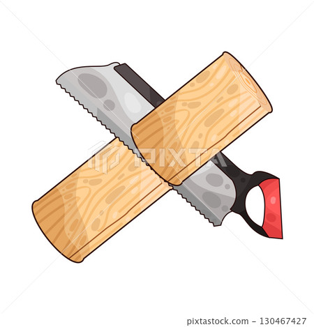 illustration of saw sawing wood illustration of saw sawing wood 130467427