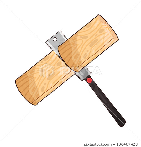 illustration of saw sawing wood illustration of saw sawing wood 130467428