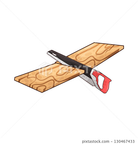 illustration of saw sawing wood illustration of saw sawing wood 130467433