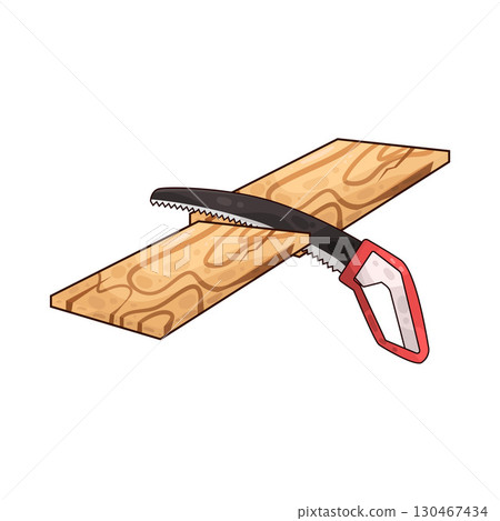 illustration of saw sawing wood illustration of saw sawing wood 130467434