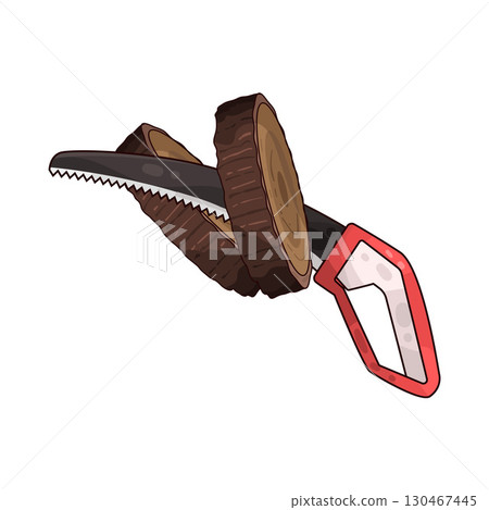 illustration of saw cutting wood 130467445