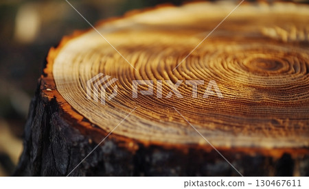 The lower part of the tree that was cut down blurred background 130467611