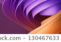 3D render of flowing abstract structure in purple tones with curved elements. 130467633