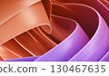 Curved layered form in smooth purple tones. Abstract 3D render background 130467635