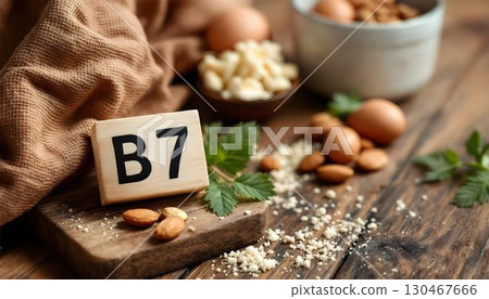 A graphic display of foods rich in vitamin B7, demonstrating their effectiveness in mitigating inflammation and promoting better health 130467666