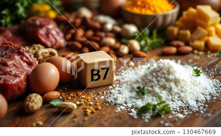 A visual of nutritious foods abundant in vitamin B7, underscoring its contribution to inflammation reduction for improved health A visual of nutritious foods abundant in vitamin B7, underscoring its contribution to inflammation reduction for improved health 130467669