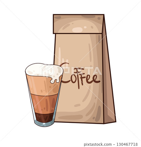 illustration of coffee cup with coffee bag illustration of coffee cup with coffee bag 130467718