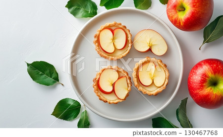 Apple fruit cinnamon cake sweet fruit snack homemade on white plate 130467768