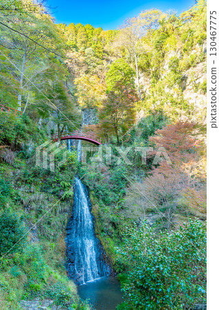 Goho Falls in autumn, where legendary swordsman Miyamoto Musashi is said to have trained in Yaotsu Town, Gifu Prefecture 130467775