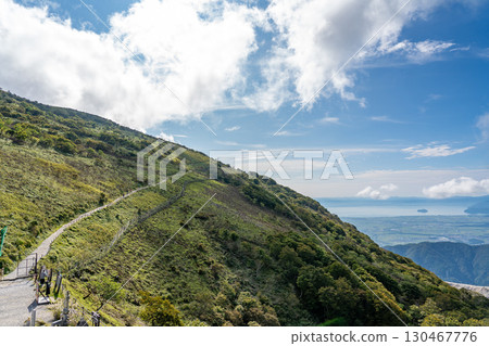 View of Lake Biwa from the observation deck at the Ibukiyama Driveway parking lot in Sekigahara Town, Gifu Prefecture 130467776