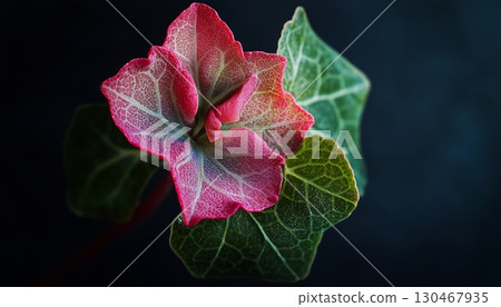 Ivy green flower macro photo closeup foliage petal nature background 130467935