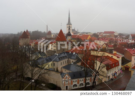 View of Tallinn Old Town from Patkul viewing platform in Tallinn, Estonia 130468097