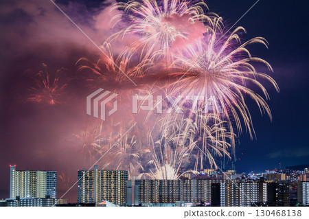 [滋賀縣大津市]琵琶湖煙火大會煙霧 130468138