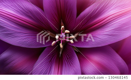 Purple lily flower extreme closeup macro photo detail foliage petal surface Purple lily flower extreme closeup macro photo detail foliage petal surface 130468145