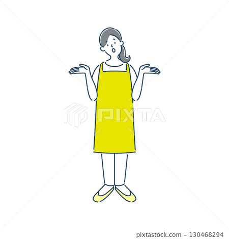 A simple line drawing illustration of a female nursery teacher who doesn't understand 130468294