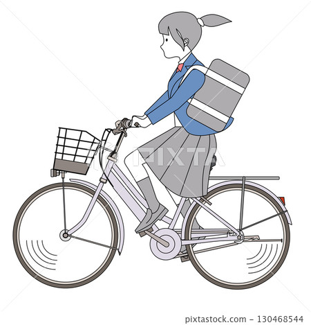 騎自行車的國中和高中女學生 130468544