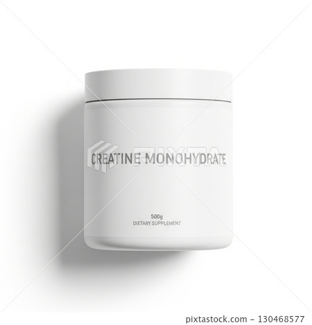 Minimalist creatine monohydrate supplement container 130468577