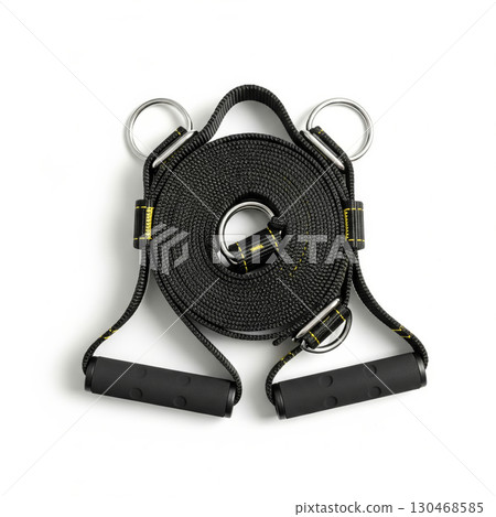 Suspension training straps with handles and metal rings 130468585