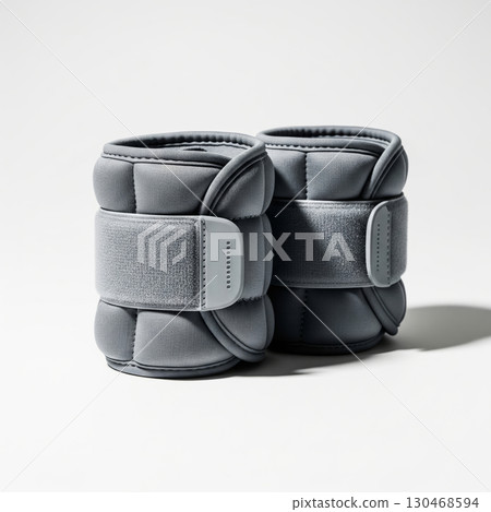 Pair of grey ankle or wrist weights for fitness 130468594