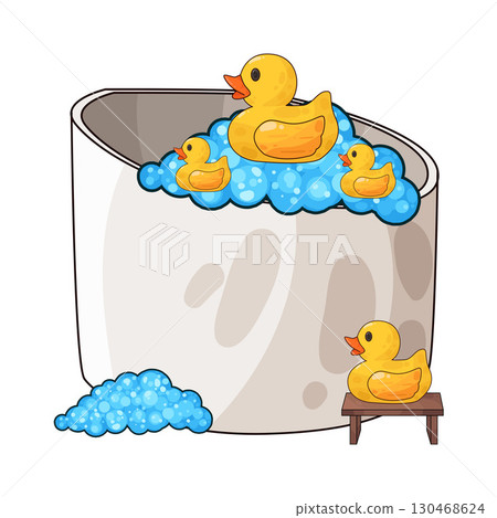illustration of bathtub with rubber duck 130468624