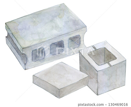 水彩插畫、手繪插畫、各類方塊 130469016