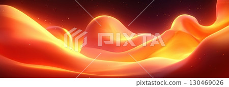 Colorful abstract landscape with flowing waves and vibrant hues at sunset 130469026